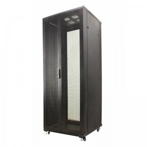 Шкаф серверный MDX 12U 600x800, передняя дверь со стеклом, задняя сплошная металл, ножки, черный TOP-MDX-R-12U60-80-GS-BK