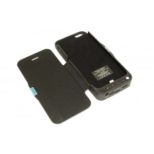 Аккумулятор/чехол для Apple iPhone 5/5S 4200 mAh черный leather cover