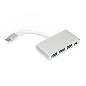 Адаптер Type-C на USB 3.0*3 + Type-С для MacBook серебристый