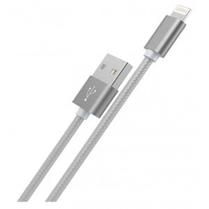Цена Кабель USB HOCO X2 knitted, USB - Lightning, 2.4А, 1м, серый ток