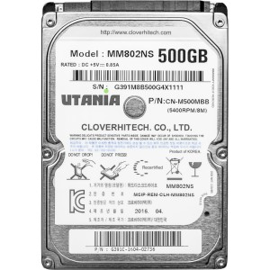 Жесткий диск HDD, 2.5", 500 Гб, SATA III, UTANIA, 8 Мб, 5400 rpm, MM802NS