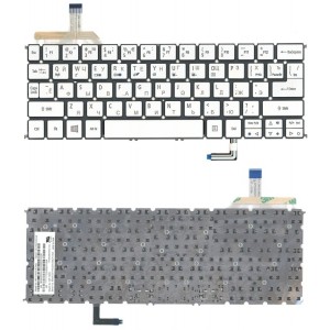 Клавиатура для ноутбука Acer Aspire S7, S7-191, MP-12A5 серебряная, с подсветкой