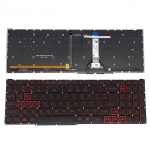 Клавиатура для ноутбука Acer Nitro AN515-45, AN515-56, AN515-57, AN517-41, AN517-57, черная, кнопки красные, с подсветкой (стрелки в рамке)
