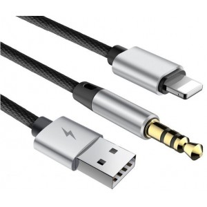 Кабель Baseus Cable L34 для Apple to 3.5mm & USB Charging Audio Cable Black 1.2M
