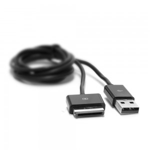 Кабель Asus 40-pin -> USB 2.0 A для зардяки и синхронизации планшета Asus Transformer TF101, TF201, TF300, TF700. Длина 90 см. Черный.