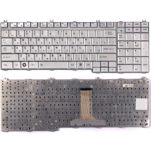 Клавиатура для ноутбука Toshiba Satellite P205, P205-S, X205, X205-S серебряная, потертости на задней поверхности