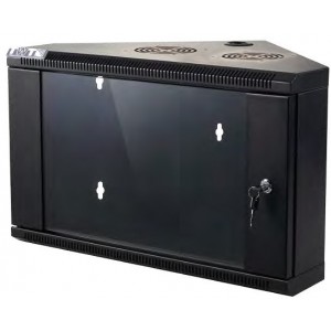 Шкаф настенный угловой, 4U 530x430, стеклянная дверь, черный, I -CBWTG-4U-6x4-BK
