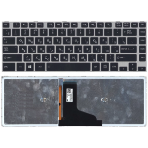Клавиатура для ноутбука Toshiba Satellite M40-A, M40T-A, M45-A, M45T-A черная, рамка серая, с подсветкой