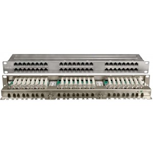 PPHD-19-48-8P8C-C6-SH-110D Патч-панель высокой плотности 19", 1U, 48 портов RJ-45, полный экран, категория 6, Dual IDC Hyperline