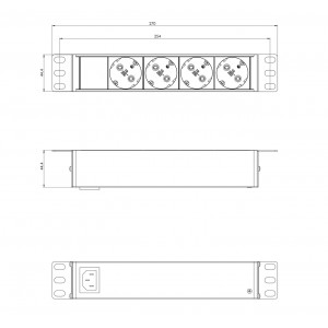SHE19-10IEC-2.5IEC Блок розеток для 19'; шкафов, горизонтальный, 10 розеток IEC320 C13, кабель питания 2.5м (3х1.0мм2) с вилкой IEC320 C14 10A, 250В,