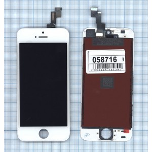 Дисплей для Apple iPhone 5S, iPhone SE в сборе с тачскрином (Foxconn) белый