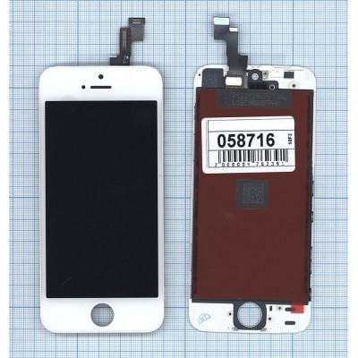 Дисплей для Apple iPhone 5S, iPhone SE в сборе с тачскрином (Foxconn) белый