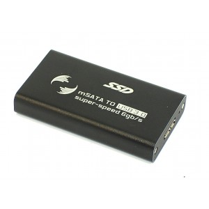 Бокс для SSD диска MSATA с выходом USB 3.0 алюминиевый, черный