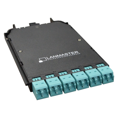 Компактная MPO кассета OM3, 12xLC, тип B, низкие потери, черная LAN-MCCB-1M-12LC/OM3