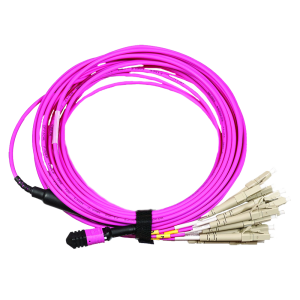Сборка кабельная MPO-12LC 12 волокон OM4  LSZH 3м розовая LAN-12M-12LC/OM4-3.0