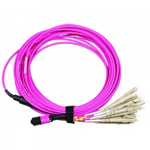 Сборка кабельная MPO-12LC 12 волокон OM4  LSZH 1м розовая LAN-12M-12LC/OM4-1.0