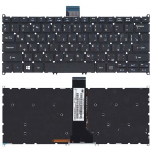Клавиатура для ноутбука Acer Aspire E11 ,E3-111, ES1-111, ES1-111M, V5-122, V5-122P, V5-171, V5-132P, V3-331, V3-371, V3-372 черная, с подсветкой