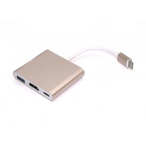 Адаптер Type-C на USB, HDMI 4K Type-С для MacBook золотой