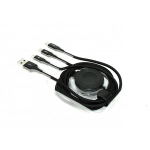 Кабель Baseus  4-in-1 Lightning+USB-C+micro-USB+iWatch (1.2 метра) чёрный