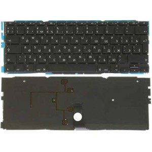 Клавиатура для ноутбука Apple MacBook A1370, A1465 черная, большой Enter, с подсветкой