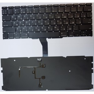 Клавиатура для ноутбука Apple MacBook A1370, A1465 черная, плоский Enter, с подсветкой