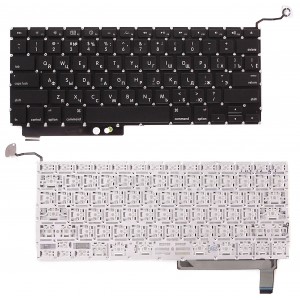 Клавиатура для ноутбука Apple MacBook A1286 с SD черная, плоский Enter