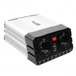 Доставка (Мятая коробка) Автомобильный инвертор TopON TOP-PI302 300W 2 розетки, 2 USB, пиковая мощность 600W Черный матрица