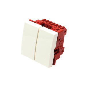Выключатель 2-контактный, двухклавишный 45х45, белый   LAN-EC45x45-S22-WH