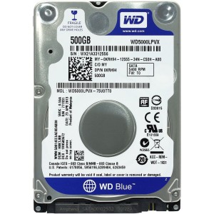 Жесткий диск HDD, 2.5", 500 Гб, SATA III, Western Digital, WD Blue, 8 Мб, 5400 rpm, WD5000LPVX