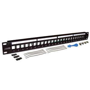 Патч-панель наборная 19", экранированная, 24 порта, 1U, LANMASTER LAN-PPL24OK-STP
