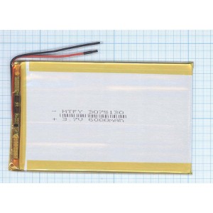 Аккумулятор Li-Pol (батарея) 3*75*130мм 2pin 3.7V/6000mAh