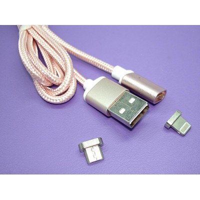 Кабель для зарядки от USB магнитный micro USB/Lightning