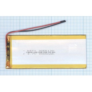 Аккумулятор Li-Pol (батарея) 3*55*130мм 2pin 3.7V/3000mAh