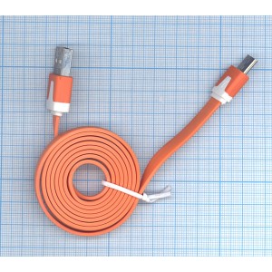 Плоский кабель Color USB-microUSB 1.0m USB-2.0 Orange (Оранжевый)
