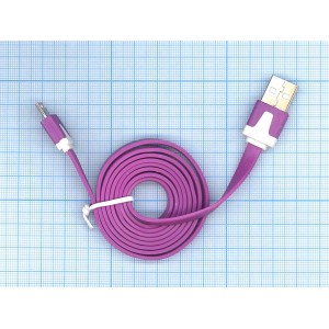 Плоский кабель Color USB-microUSB 1.0m USB-2.0 Purple (Фиолетовый)