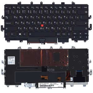 Клавиатура для ноутбука  Lenovo Thinkpad Yoga X1 1st Gen 2016 черная с рамкой и подсветкой