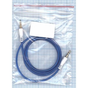 Аудио кабель Jack 3.5 - Jack 3.5, 1м (круглый кабель) синий