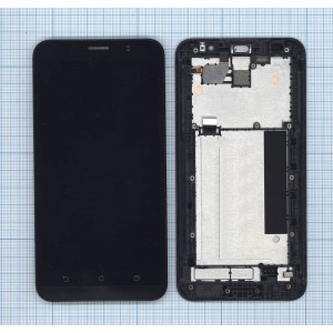 Модуль (матрица + тачскрин) для Asus ZenFone 2 ZE551ML черный с рамкой