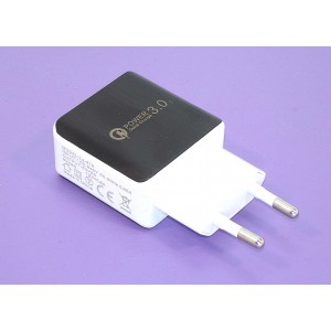 Блок питания (сетевой адаптер) Lz-319 5V/3A 9V/2A 12V/1.6A 18W USB Quick Charge 3.0 Черно-белый