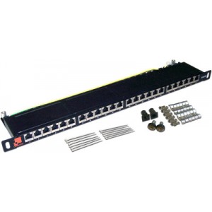 Патч-панель 19, 24 порта RJ-45, категория 5e, STP, 0.5U, компактная,   LAN-PPC24S5E