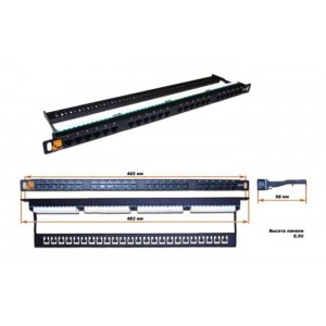 Патч-панель 19, 24 порта RJ-45, категория 6, UTP, 0.5U, компактная,   LAN-PPC24U6