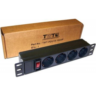 Блок розеток 10" 4 шт., 10A 250V, без шнура питания TWT-PDU10-10A4P