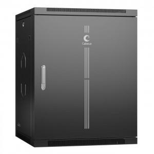 Cabeus SH-05F-15U60/45m-R-BK Шкаф телекоммуникационный настенный разобранный 19 15U 600x450x769mm (ШхГхВ) дверь металл, цвет черный (RAL 9004)