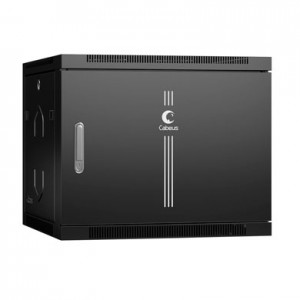 Cabeus SH-05F-9U60/35m-BK Шкаф телекоммуникационный настенный 19 9U 600x350x501mm (ШхГхВ) дверь металл, цвет черный (RAL 9004)