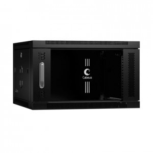 Cabeus SH-05F-6U60/35-BK Шкаф телекоммуникационный настенный 19 6U 600x350x368mm (ШхГхВ) дверь стекло, цвет черный (RAL 9004)