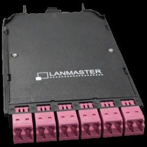 Компактная MPO кассета OM4, 12xLC, тип B, низкие потери, черная LAN-MCCB-1M-12LC/OM4