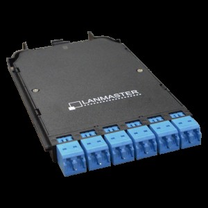 Компактная MPO кассета OS2, 12xLC, тип B, низкие потери, черная LAN-MCCB-1M-12LC/OS2