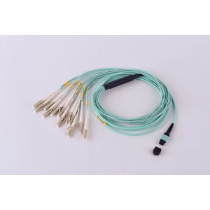 Сборка кабельная MPO-12LC 12 волокон OM3  LSZH 2м аква LAN-12M-12LC/OM3-2.0