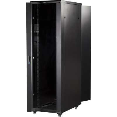Шкаф 19" Business, 18U 600x600, черный, передняя дверь стекло, задняя дверь распашная металл, 2 ЧАСТИ