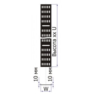 Вертикальный кабельный лоток для шкафов 27U, шириной 100 мм, черный  -CB-CTR-27U-1